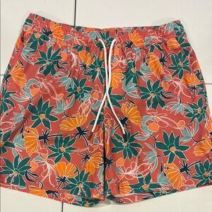 Goodfellow & Co Orange and Green Swim Trunks Quick-Dry Drawstring